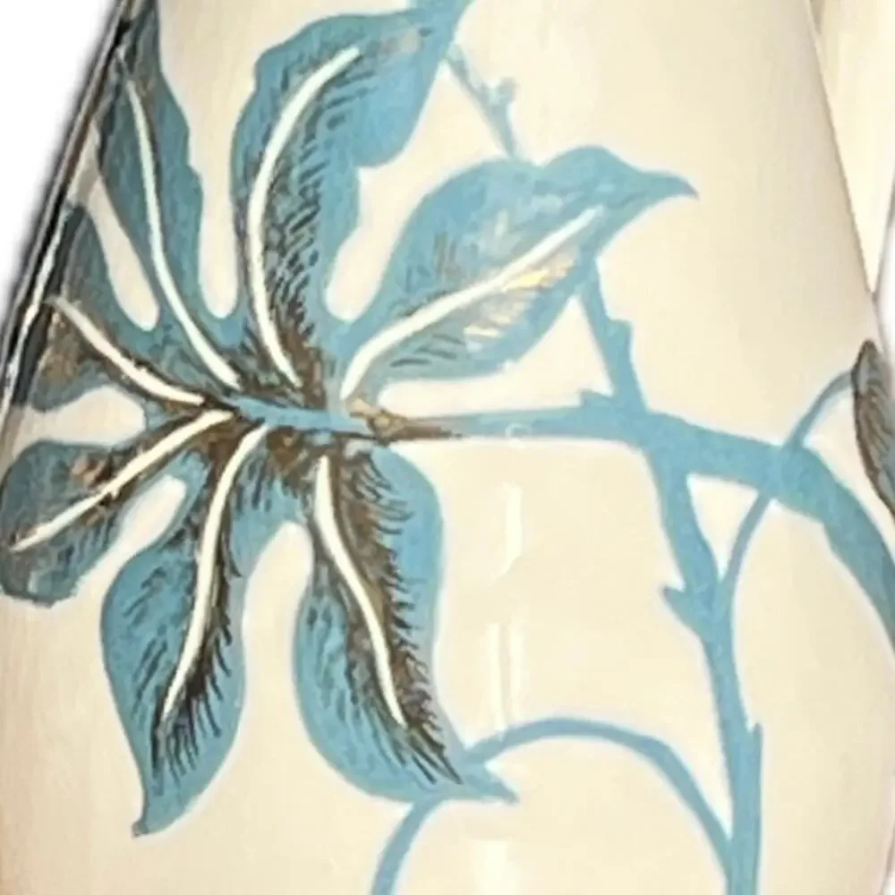 Vintage jug vase or pitcher hand painted blue with gold accents Signed Shelley